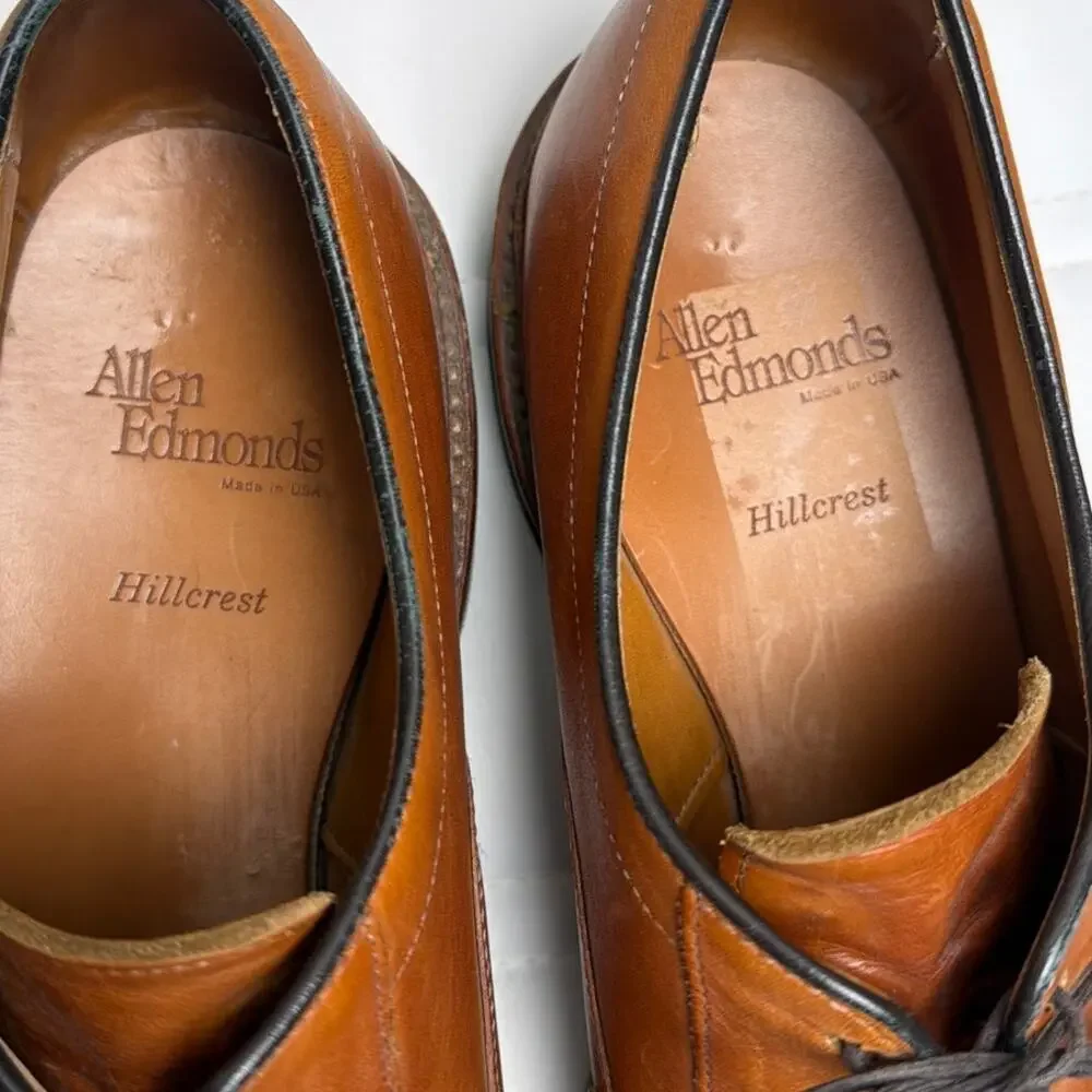 Allen Edmonds Hillcrest Walnut Leather Bicycle Toe Derby Shoes USA Mens 10 C